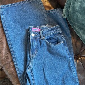 Edikted Dark Blue Wide Leg Jeans